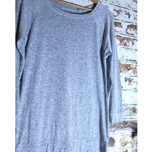 Athleta Luxe Pose Modal Blend Long Sleeve Round Neck Heathered Gray Tunic Top - Picture 3 of 7